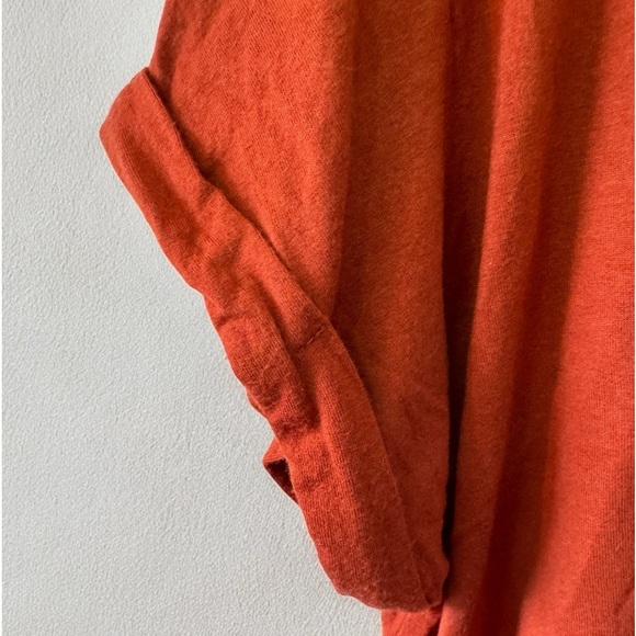 Flowy Burnt Orange Cut Out Shoulder Hi-Low Shirt - Picture 5 of 6